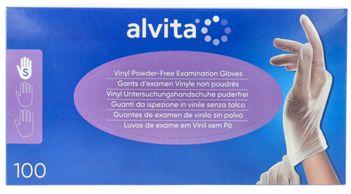 GUANTI DA ISPEZIONE ALVITA IN VINILE SENZA TALCO S 100 PEZZI - Fontenova srl