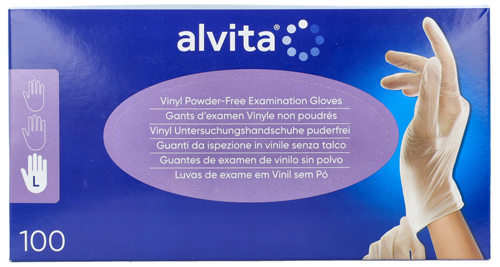 GUANTI DA ISPEZIONE ALVITA IN VINILE SENZA TALCO L 100 PEZZI - Fontenova srl
