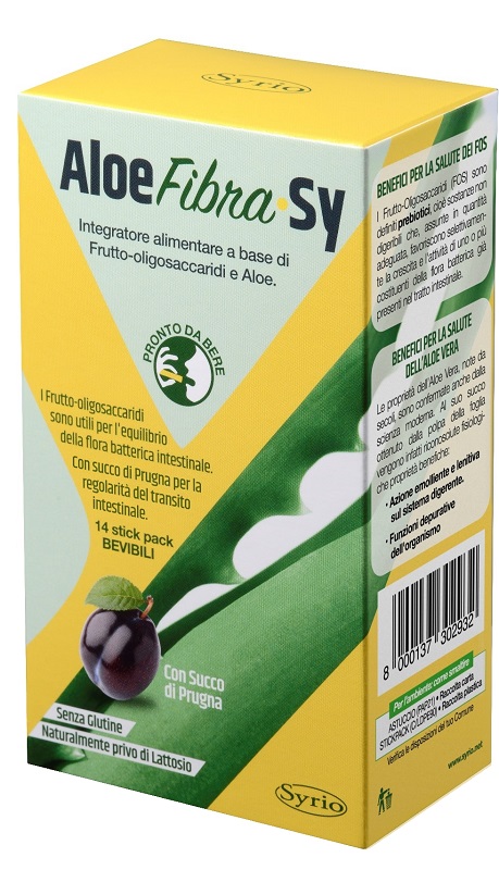 ALOE FIBRA SY 14 STICK PACK BEVIBILI SENZA GLUTINE NATURALMENTE PRIVO DI LATTOSIO - Fontenova srl
