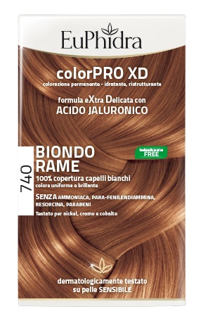 EUPHIDRA COLORPRO XD 740 BIONDO RAME GEL COLORANTE CAPELLI IN FLACONE + ATTIVANTE + BALSAMO + GUANTI - Fontenova srl