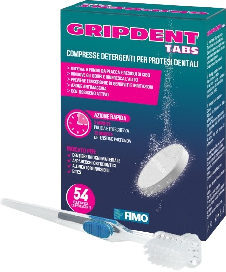 GRIPDENT TABS 54 COMPRESSE + SPAZZOLINO PULITORE - Fontenova srl