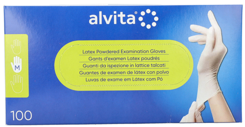 GUANTI DA ISPEZIONE ALVITA IN LATTICE TALCATI M 100 PEZZI - Fontenova srl