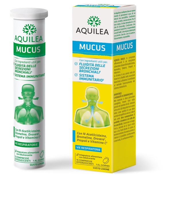 AQUILEA MUCUS 15 COMPRESSE EFFERVESCENTI 90 G - Fontenova srl