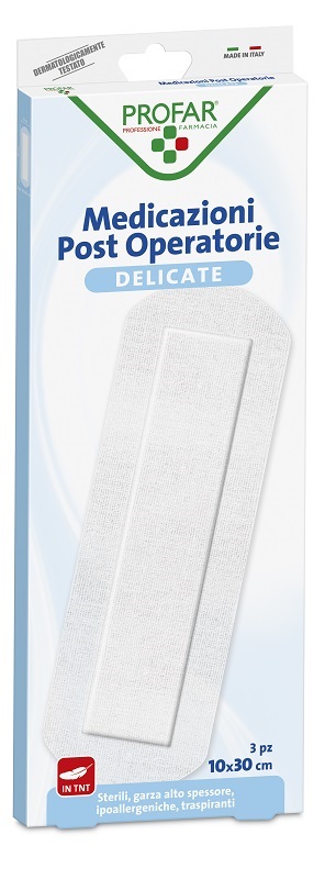 MEDICAZIONE POST OPERATORIA STERILE GARZA ANTIADERENTE 10X30 CM 3 PEZZI PROFAR - Fontenova srl