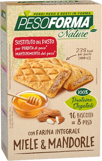 PESOFORMA BISCOTTO INTEGR MIELE MANDORLE 16 PEZZI 33 G - Fontenova srl