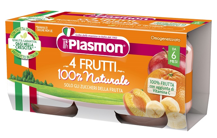 PLASMON OMOGENEIZZATO 4 FRUTTI 2 X 80 G - Fontenova srl