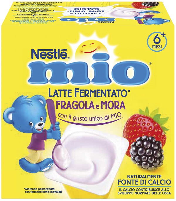 MIO MERENDA LATTE FERMENTATO FRAGOLA E MORA 4 PEZZI DA 100 G - Fontenova srl