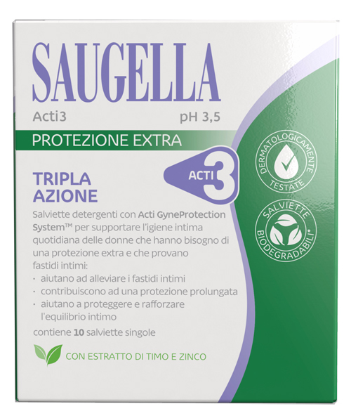 SAUGELLA ACTI3 SALVIETTINE 10 PEZZI - Fontenova srl
