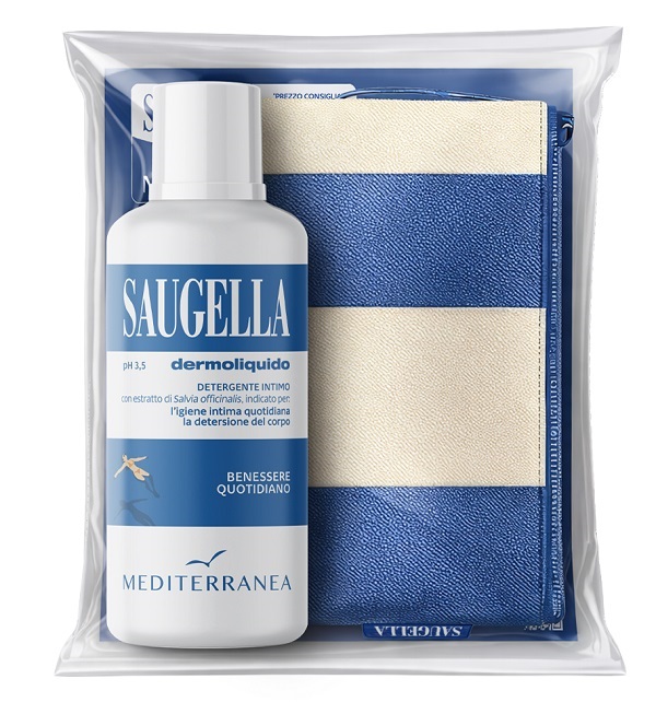 SAUGELLA MEDITERRANEA BUNDLE DERMOLIQUIDO 500 ML + GADGET POCHETTE - Fontenova srl