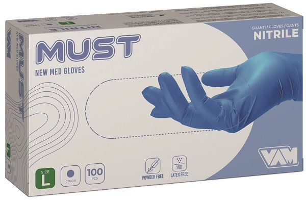GUANTO IN NITRILE MONOUSO VAM MUST S BLU 100 PEZZI - Fontenova srl
