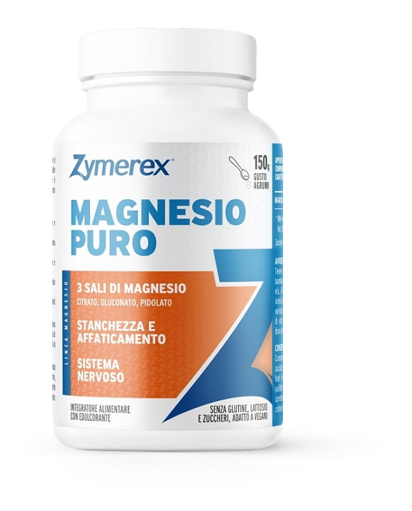 ZYMEREX MAGNESIO PURO 150 G GUSTO AGRUMI CON EDULCORANTE SENZA ZUCCHERI SENZA GLUTINE SENZA LATTOSIO - Fontenova srl