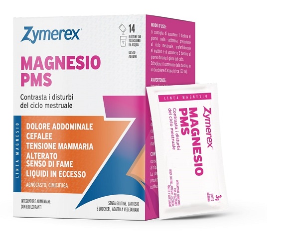 ZYMEREX MAGNESIO PMS 14 BUSTINE DA 3 G GUSTO AGRUMI CON EDULCORANTI SENZA ZUCCHERI SENZA GLUTINE SENZA LATTOSIO - Fontenova srl