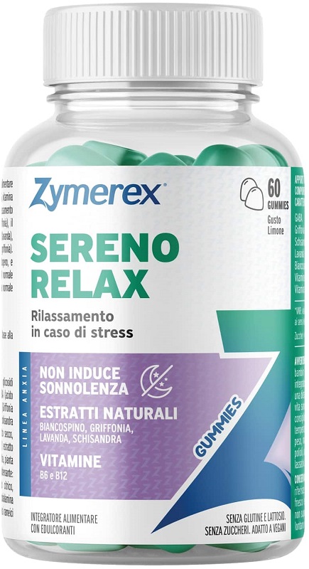 ZYMEREX SERENO RELAX 60 GUMMIES GUSTO LIMONE CON EDULCORANTI SENZA ZUCCHERI SENZA GLUTINE SENZA LATTOSIO - Fontenova srl