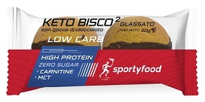 SPORTYFOOD KETO BISCO GLASSATO CON GOCCE DI CIOCCOLATO 50 G - Fontenova srl