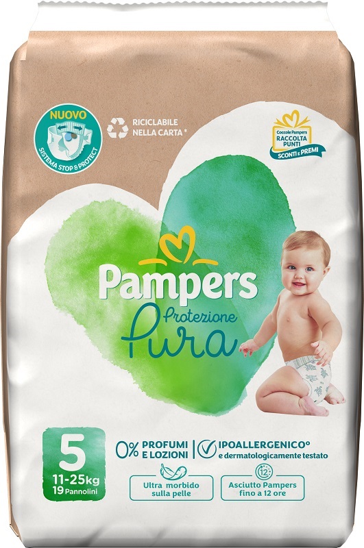 PAMPERS PROTEZIONE PURA JUNIOR PANNOLINI 19 PEZZI - Fontenova srl