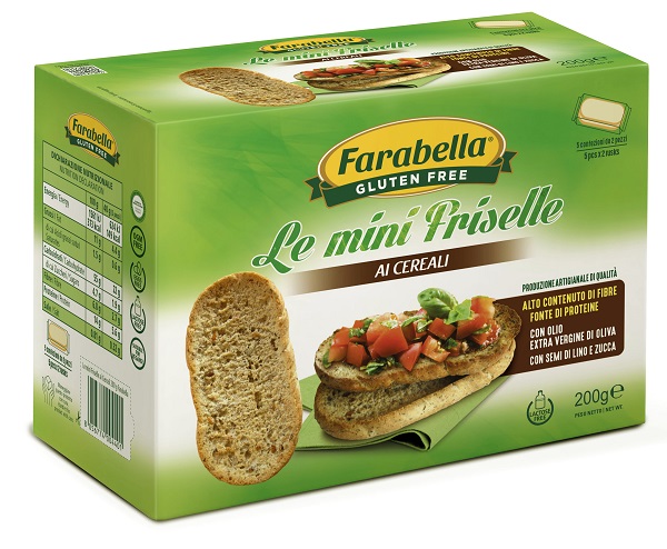 FARABELLA GLUTEN FREE LE MINI FRISELLE AI CEREALI CON OLIO EXTRA VERGINE DI OLIVA CON SEMI DI LINO E ZUCCA SENZA LATTOSIO 5 CONFEZIONI X 40 G - Fontenova srl