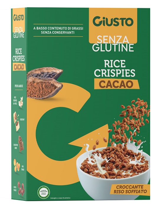 GIUSTO SENZA GLUTINE RICE CRISPIES CACAO 200 G - Fontenova srl