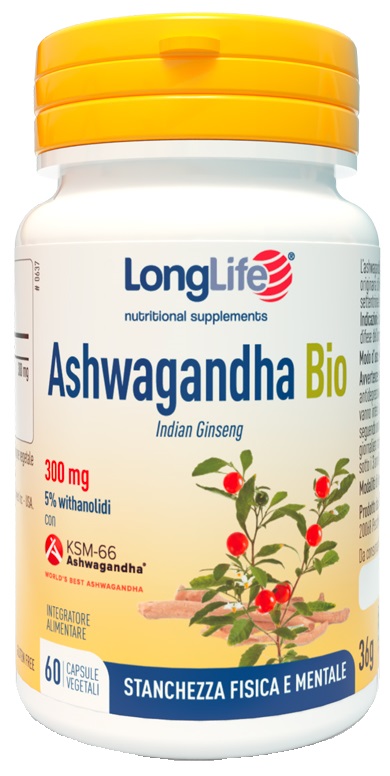 LONGLIFE ASHWAGANDHA BIO 5% 300 MG 60 CAPSULE VEGETALI - Fontenova srl