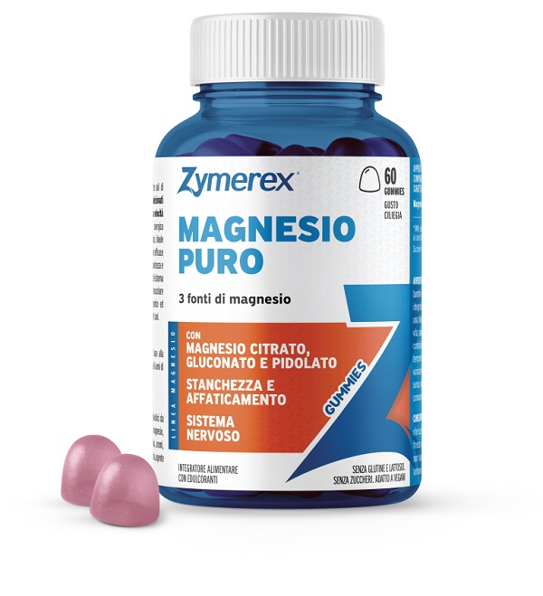 ZYMEREX MAGNESIO PURO 60 GUMMIES GUSTO CILIEGIA CON EDULCORANTI SENZA ZUCCHERI SENZA GLUTINE SENZA LATTOSIO - Fontenova srl