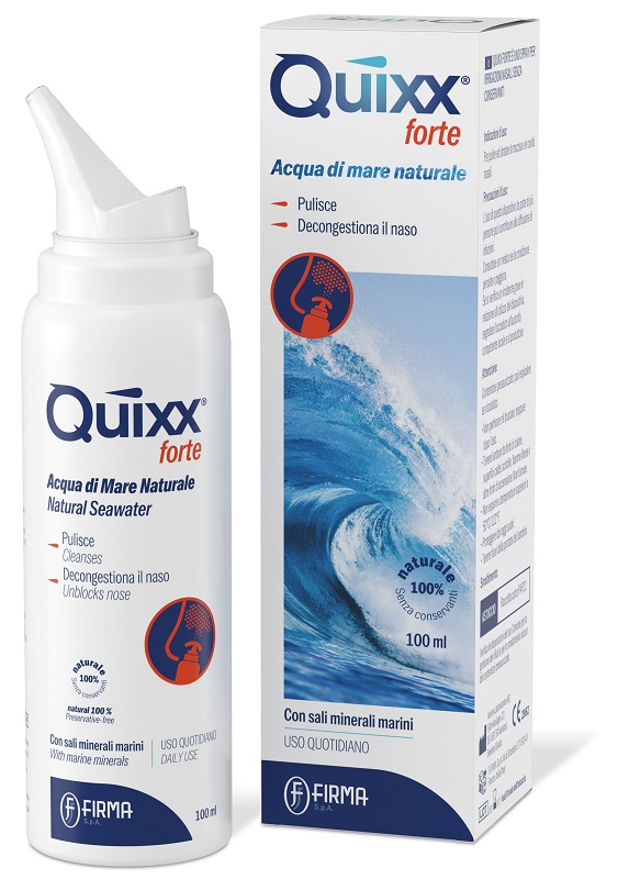 SOLUZIONE SPRAY PER IRRIGAZIONI NASALI QUIXX FORTE ACQUA MARINA IPERTONICA 100 ML - Fontenova srl