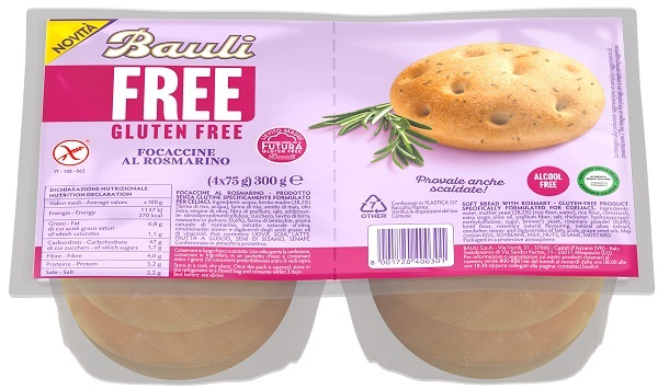 BAULI FREE FOCACCINE ROSMARINO 4 PEZZI DA 75 G - Fontenova srl