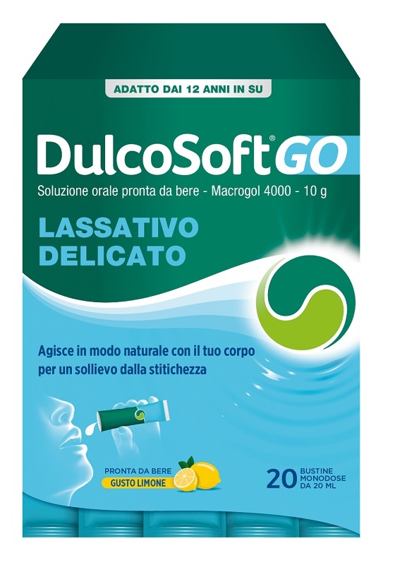 DULCOSOFT GO SENZA ZUCCHERO SENZA GLUTINE SENZA LATTOSIO GUSTO LIMONE 20 BUSTINE DA 20 ML - Fontenova srl