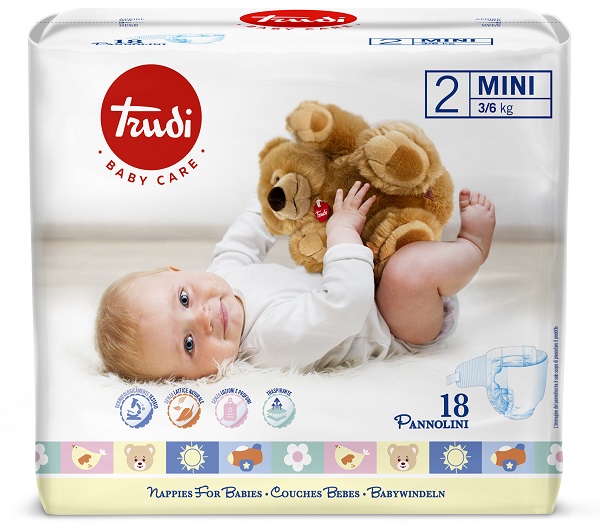 TRUDI BABY CARE PANNOLINO PER BAMBINI MINI 3/6KG 18 PEZZI - Fontenova srl