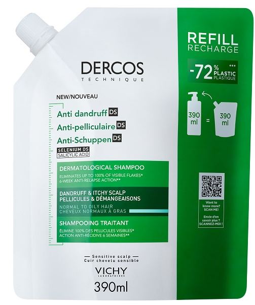 DERCOS TECHNIQUE SHAMPOO ANTIFORFORA DS GRASSI REFILL 390 ML - Fontenova srl