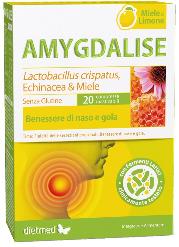 AMYGDALISE MIELE LIMONE 20 COMPRESSE MASTICABILI - Fontenova srl