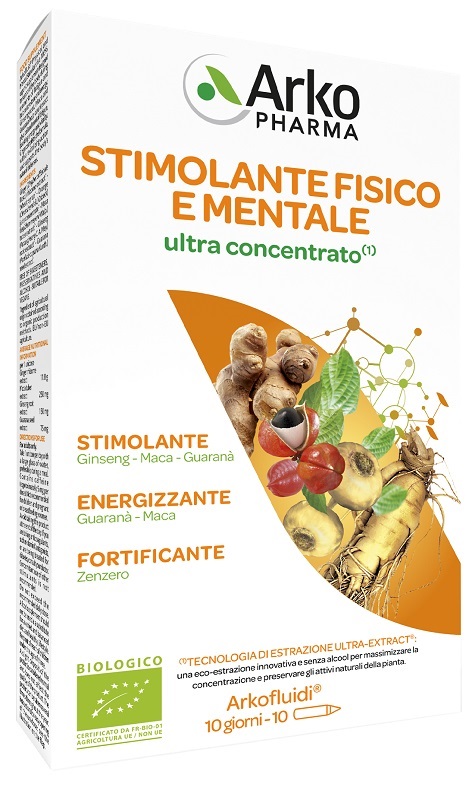 ARKOFLUIDI STIMOLANTE FISICO MENTALE ULTRACONCENTRATO 10 FIALE DA 15 ML - Fontenova srl