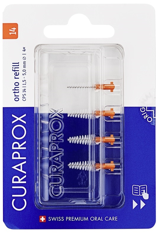 CURAPROX CPS 14 ORTHO REFILL ARANCIONI 4 SCOVOLINI - Fontenova srl