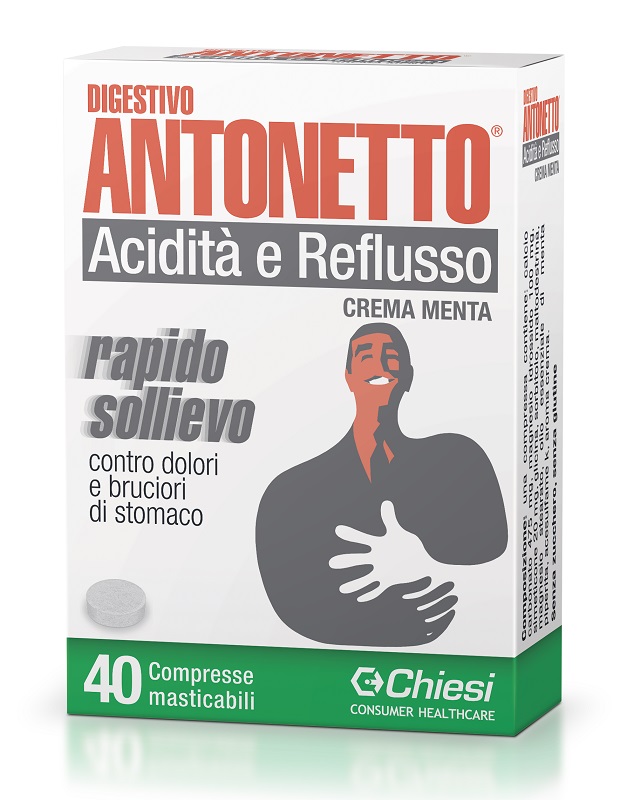DIGESTIVO ANTONETTO ACIDITA' E REFLUSSO CREMA ALLA MENTA 40 COMPRESSE MASTICABILI - Fontenova srl