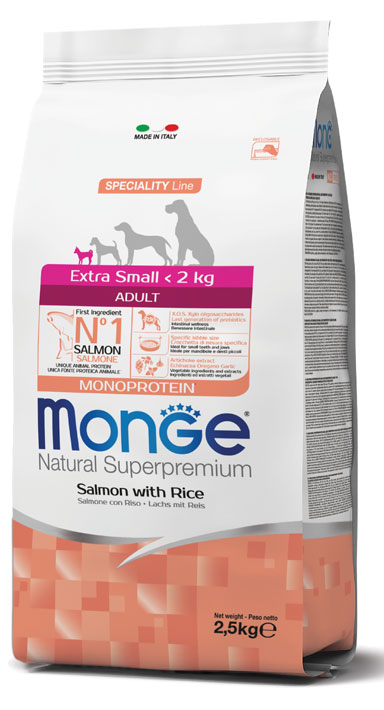 MONGE EXTRA SMALL ADULT SALMONE & RISO 800 G - Fontenova srl