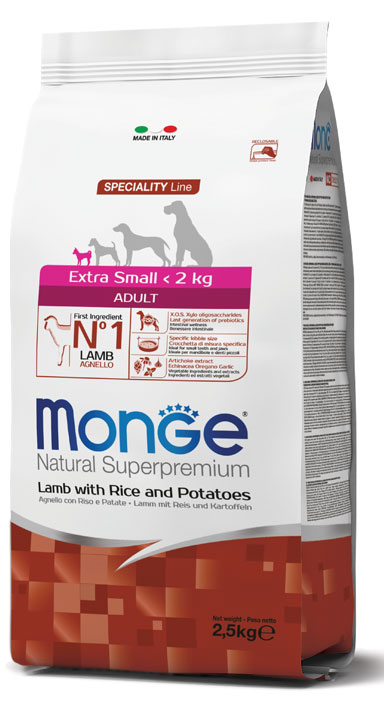 MONGE EXTRA SMALL ADULT AGNELLO RISO & PATATE 800 G - Fontenova srl