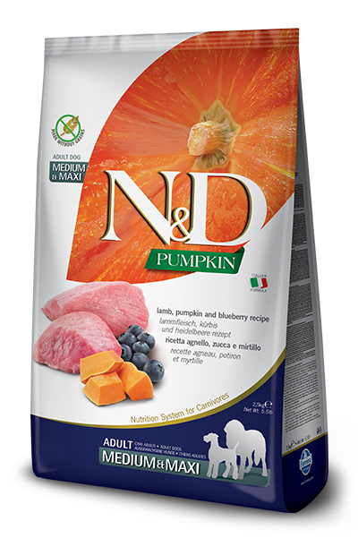 N&D GF PUMPKIN LAMB&BLUEBERRY ADULT MEDIUM/MAXI 2,5 KG - Fontenova srl