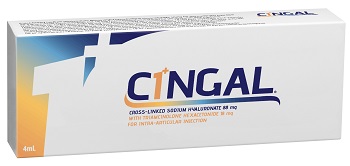 SIRINGA PRERIEMPITA INTRA ARTICOLARE CINGAL 4 ML 22MG/ML ACIDO RETICOLATO CON 4,5 MG/ML TRIAMCINOLONE ESACETONIDE - Fontenova srl