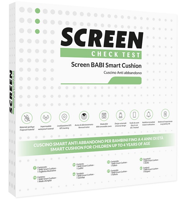 SCREEN BABI SMART CUSHION CUSCINO ANTIABBANDONO SEGGIOLINO AUTO CON ALLARME SONORO SU APP - Fontenova srl