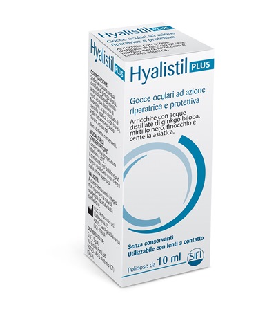 GOCCE OCULARI HYALISTIL PLUS ACIDO IALURONICO 0,4% ACQUA DISTILLATA DI GINKGO BILOBA + MIRTILLO NERO + FINOCCHIO + CENTELLA ASIATICA 10 ML - Fontenova srl