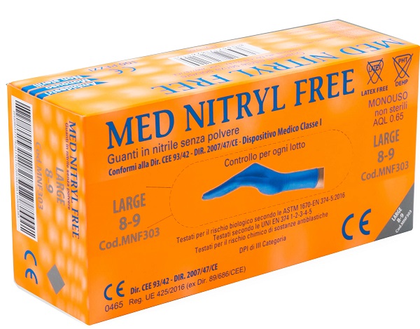GUANTI NITRILE SENZA POLVERE LARGE 100 PEZZI GAMMADIS - Fontenova srl