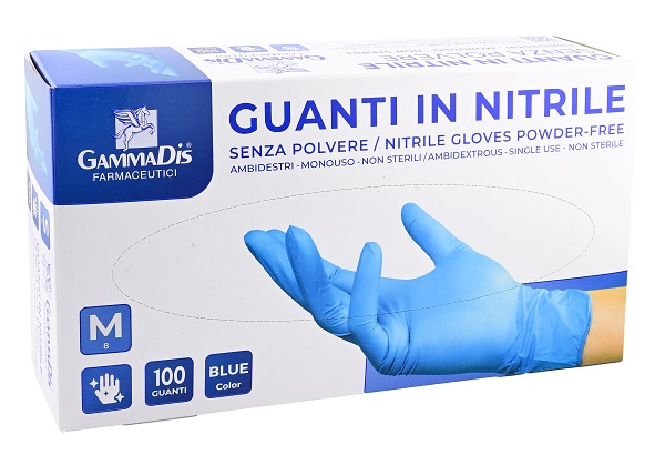 GUANTI NITRILE SENZA POLVERE MEDIUM 100 PEZZI GAMMADIS - Fontenova srl