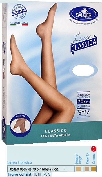 SAUBER COLLANT OPEN TOE MAGLIA LISCIA 70 DEN COLORE NEUTRO BEIGE TAGLIA 3 LINEA CLASSICA - Fontenova srl