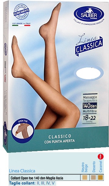 SAUBER COLLANT OPEN TOE MAGLIA LISCIA 140 DEN COLORE NEUTRO BEIGE TAGLIA 4 LINEA CLASSICA - Fontenova srl