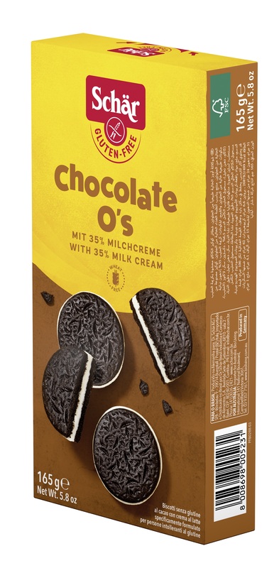 SCHAR CHOCOLATE O'S BISCOTTI AL CACAO CON CREMA AL LATTE 165 G - Fontenova srl