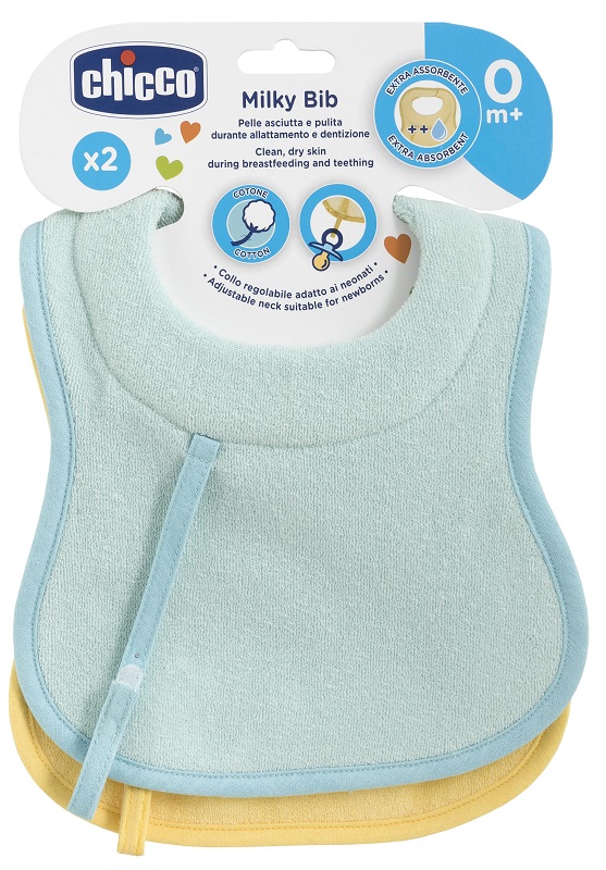 CHICCO BAVAGLINE 0M+ 2PZ AZZURRO - Fontenova srl