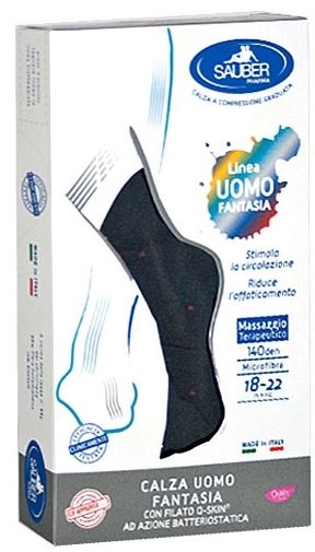 SAUBER CALZA UOMO FANTASIA Q-SKIN 140 DEN BLU POIS ROSSI TAGLIA M - Fontenova srl