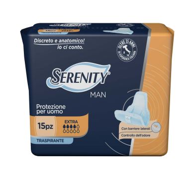 PANNOLINO SERENITY LIGHT MAN EXTRA CON ADESIVO O ALTRO FISSAGGIO 15 PEZZI - Fontenova srl