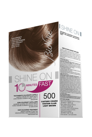 BIONIKE SHINE ON FAST TRATTAMENTO COLORANTE CAPELLI CASTANO CHIARO 500 FLACONE 60 ML + TUBO 60 ML - Fontenova srl