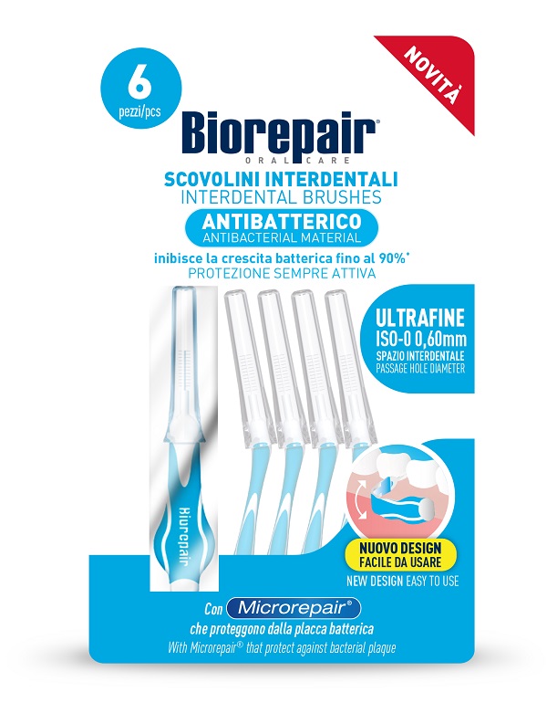 BIOREPAIR SCOVOLINO INTERDENTALE ANTIBATTERICO ULTRAFINE CON MICROREPAIR 6 PEZZI - Fontenova srl