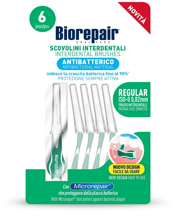 BIOREPAIR SCOVOLINI INTERDENTALI ANTIBATTERICO REGULAR ISO-0 0,82 MM 6 PEZZI - Fontenova srl