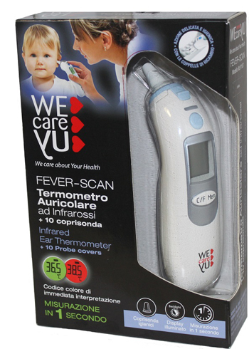 TERMOMETRO AURICOLARE WECAREYU FEVER-SCAN AD INFRAROSSI CON 10 COPRISONDA - Fontenova srl